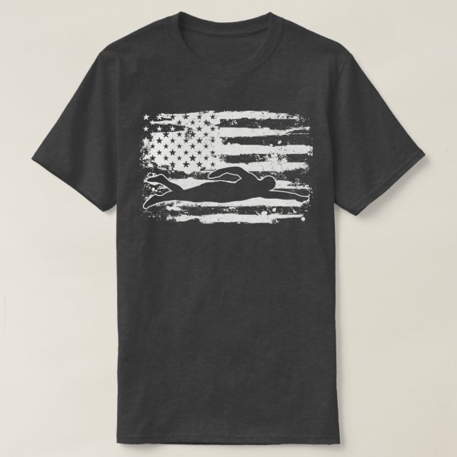 Swimming USA flagga 4:e juli T Shirt (Design framsida)