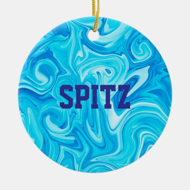 Swimming Vatten sport Blue NAMN Art Julgransprydnad Keramik (Framsidan)