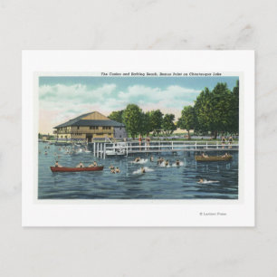 Swimming vid Bemus Point Beach och Casino Vykort