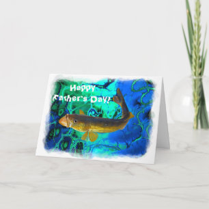 Swimming Walleye, Pickerel Fish Art Kort