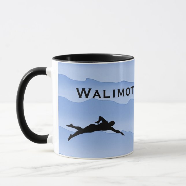 Swimming with Swimmer silhouettes and waves  Mugg (Vänster)
