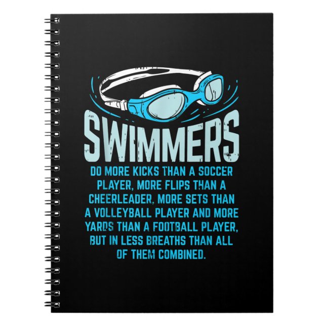 Swimmingrupperna gör mer Kicks I-funny Gift Swimmi Anteckningsbok (Framsidan)