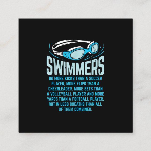 Swimmingrupperna gör mer Kicks I-funny Gift Swimmi Fyrkantigt Visitkort (Framsida)