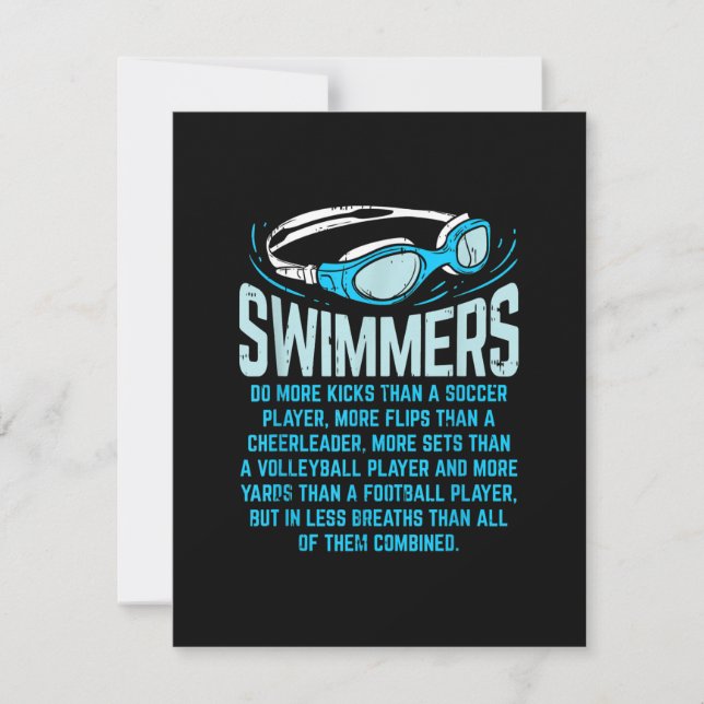 Swimmingrupperna gör mer Kicks I-funny Gift Swimmi Inbjudningar (Framsida)