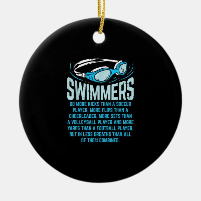 Swimmingrupperna gör mer Kicks I-funny Gift Swimmi Julgransprydnad Keramik (Framsidan)