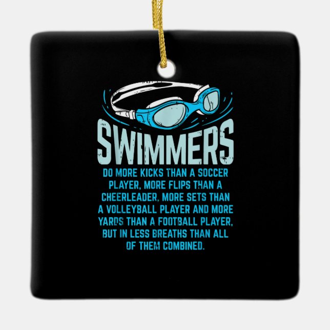 Swimmingrupperna gör mer Kicks I-funny Gift Swimmi Julgransprydnad Keramik (Framsida)
