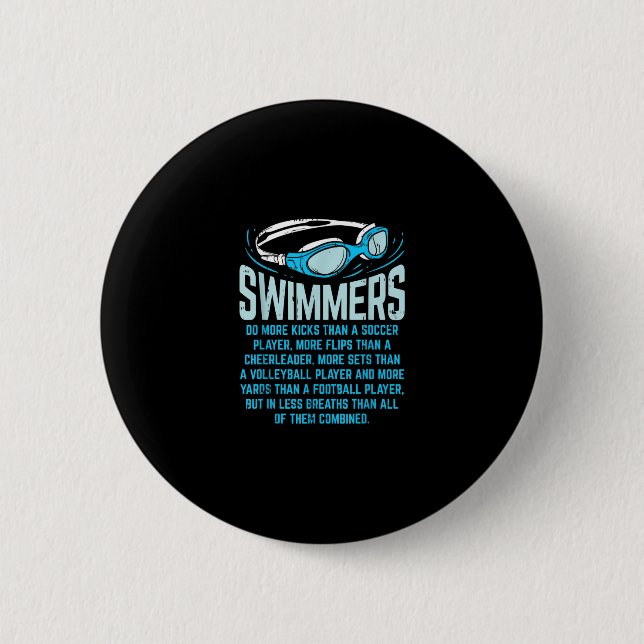 Swimmingrupperna gör mer Kicks I-funny Gift Swimmi Knapp (Framsida)