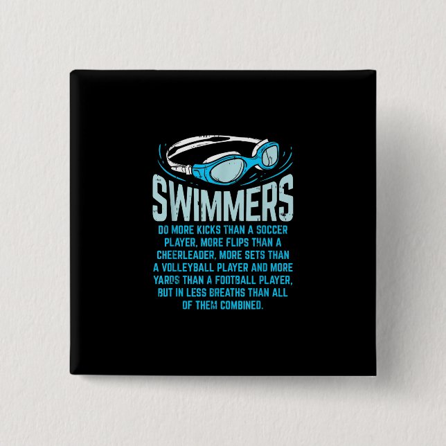 Swimmingrupperna gör mer Kicks I-funny Gift Swimmi Knapp (Framsida)