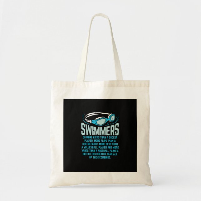 Swimmingrupperna gör mer Kicks I-funny Gift Swimmi Tygkasse (Framsidan)