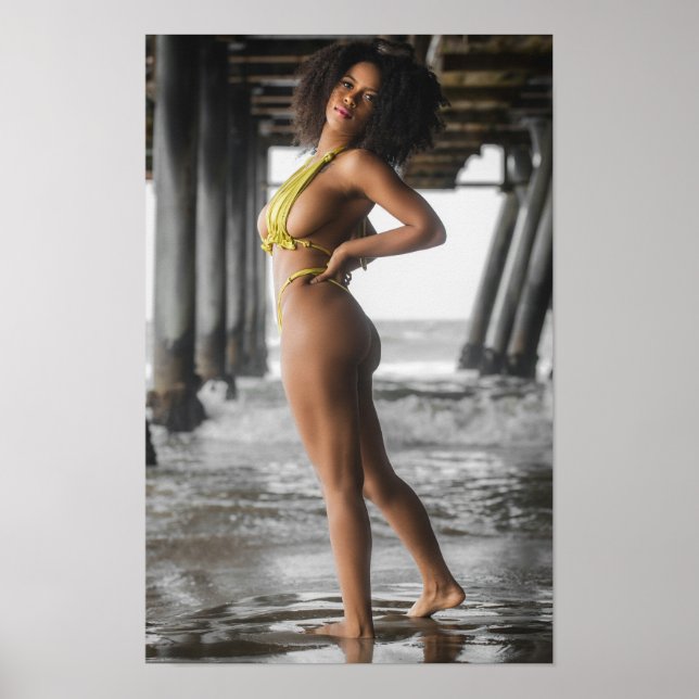Swimsuit Model Posing Under A Pier Poster (Framsidan)