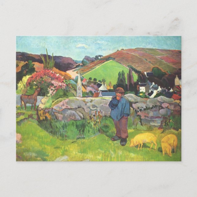 Swineherd - Paul Gauguin Vykort (Framsida)