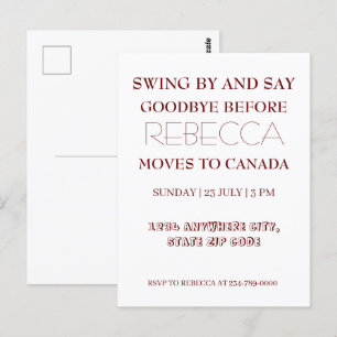 Swing by and Say Adjö Goway Farewell Party Vykort