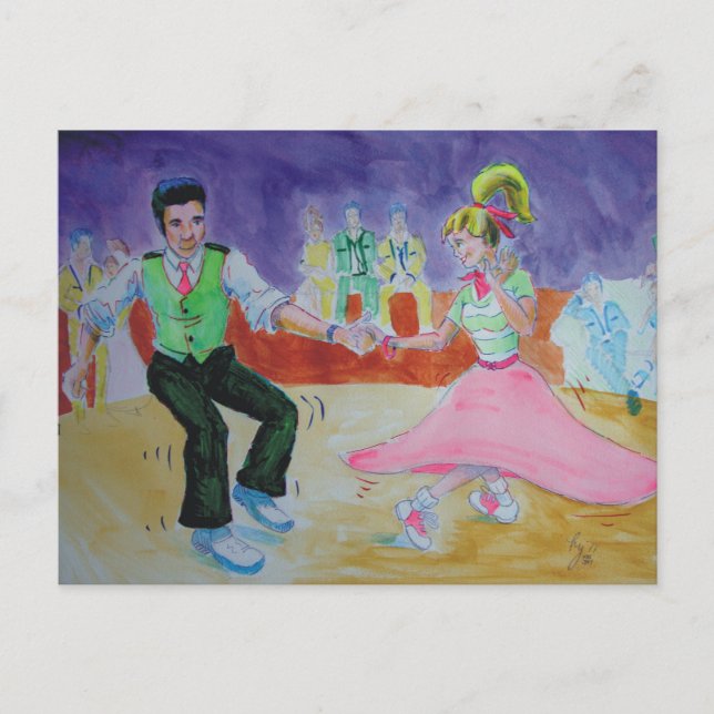 Swing Dancing på lördagskväll Vykort (Framsida)