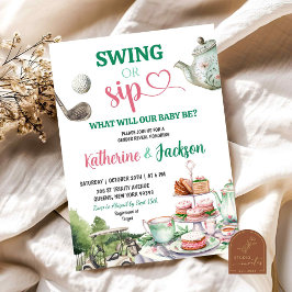 Swing eller Sipp Par-Tea Golf Baby Könsbestämning Inbjudningar