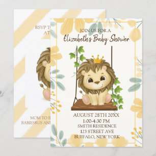 Swing Flora Prince Lejon Boy Baby Shower-inbjudan Inbjudningar