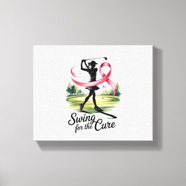 Swing for the Cure Golf Breast Cancer Canvastryck (Framsida)