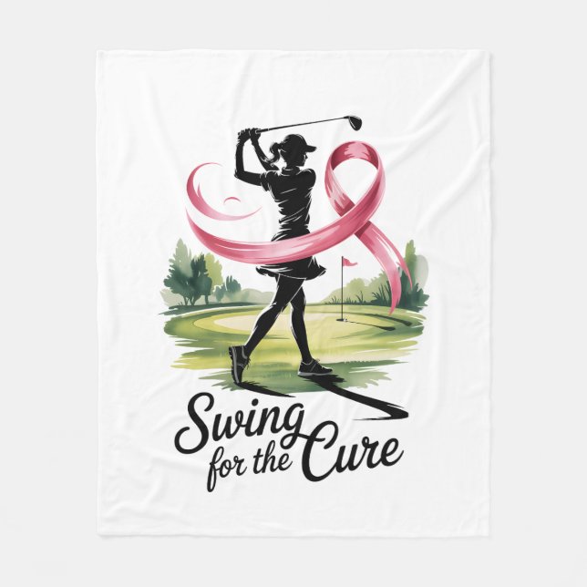 Swing for the Cure Golf Breast Cancer Fleecefilt (Framsidan)