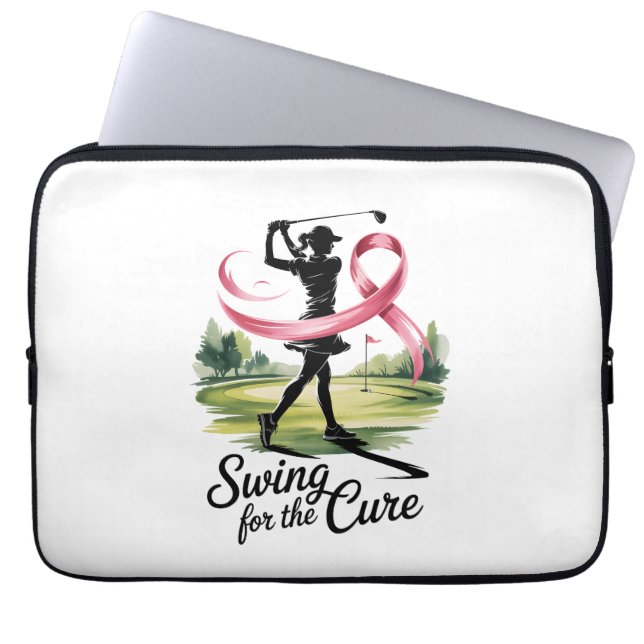 Swing for the Cure Golf Breast Cancer Laptop Fodral (Framsidan)