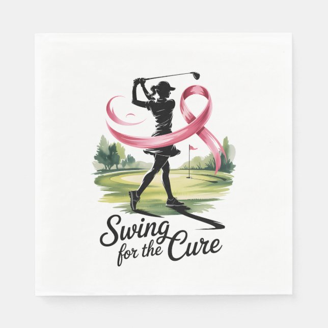 Swing for the Cure Golf Breast Cancer Pappersservett (Framsidan)