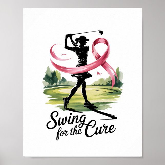 Swing for the Cure Golf Breast Cancer Poster (Framsidan)