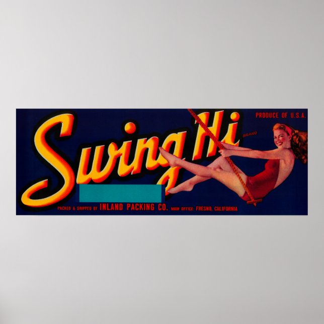 Swing Hi Peach LabelFresno, CA Poster (Framsidan)