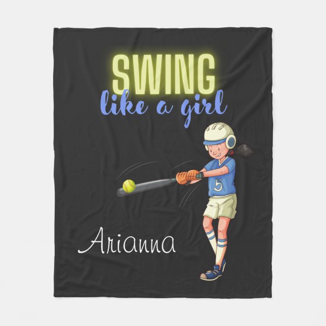 Swing Like A Girl Softball     Fleecefilt (Framsidan)