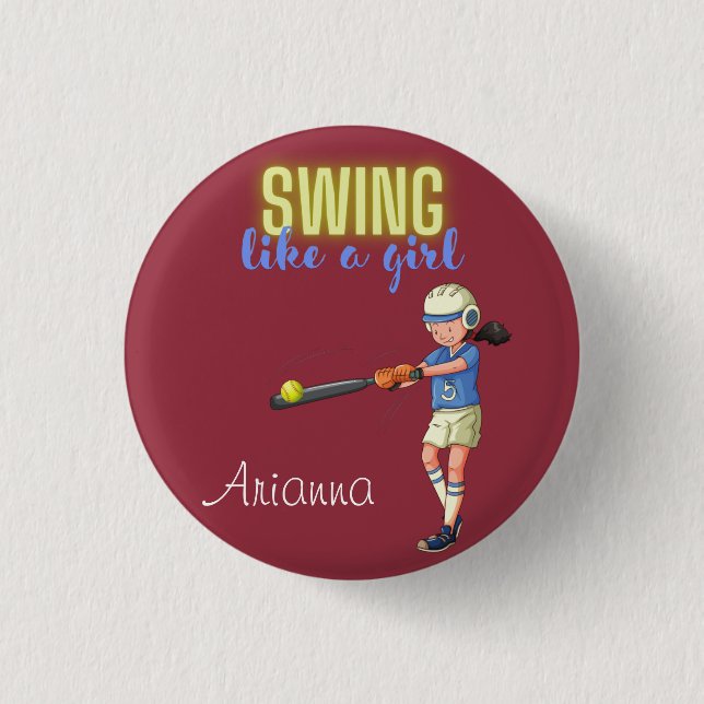 Swing Like A Girl Softboll Knapp (Framsida)