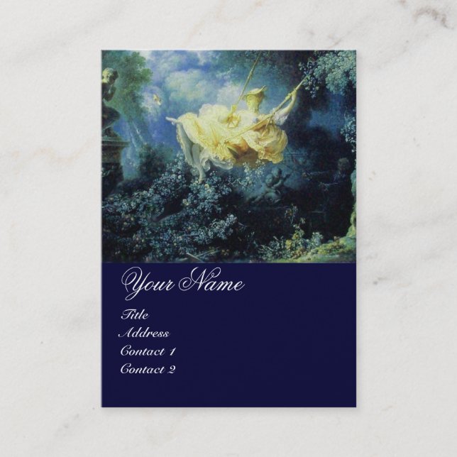 SWING MONOGRAM, BlåGrönt Gult Guld Metallic Visitkort (Framsida)