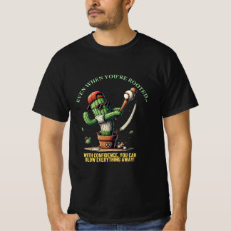 Swing of Cactus - Funny Baseball Tecknad T Shirt