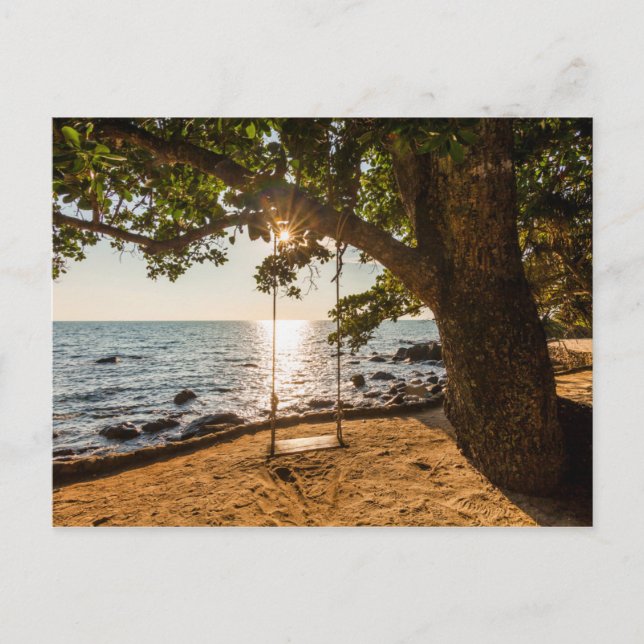 Swing on Beach at Sunset Vykort (Framsida)