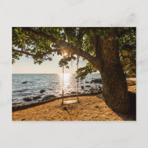 Swing on Beach at Sunset Vykort