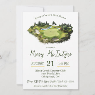 Swing on By, Golf Themed Baby Shower Inbjudningar