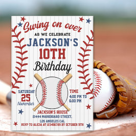 "Swing On Over – Baseball Birthday Boy Party  Inbjudningar