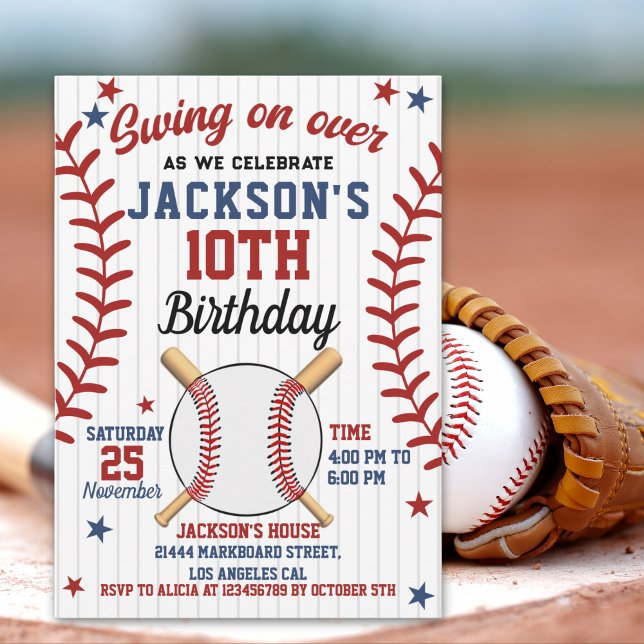 "Swing On Over – Baseball Birthday Boy Party  Inbjudningar (Skapare uppladdad)
