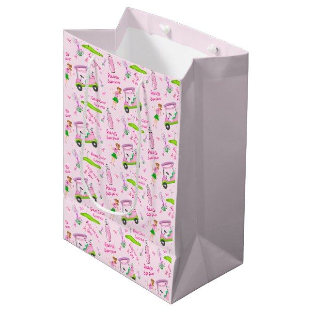 Swing Pink Golfer Bröstcancermedvetenhet (Framsidan Vinklad)