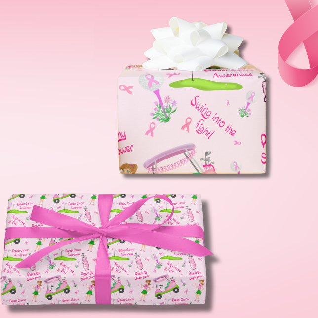 Swing Pink Golfer Bröstcancermedvetenhet Presentpapper (Skapare uppladdad)