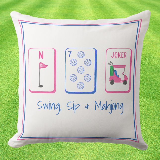 Swing, Sip, Mahjong / Golf Mahjong-kudde Kudde (Skapare uppladdad)