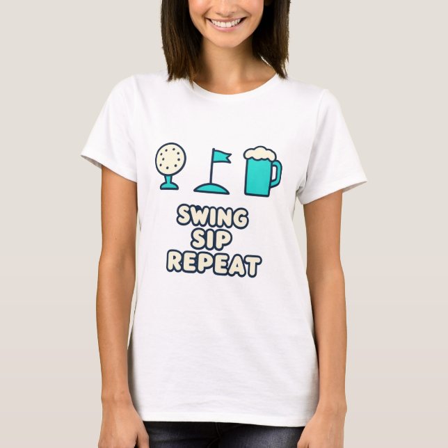 Swing Sip Repeat – Rolig Grafisk T-Shirt (Framsida)