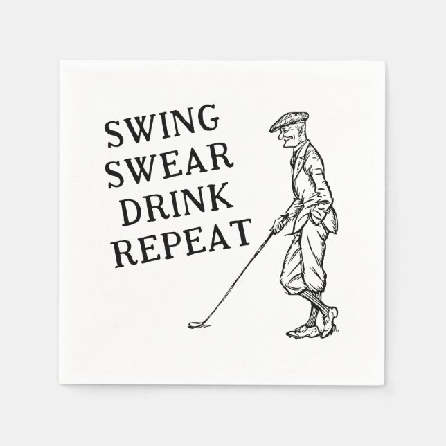 Swing, Swear, Drink, Repeat Golf Pappra blöjor Pappersservett (Framsidan)