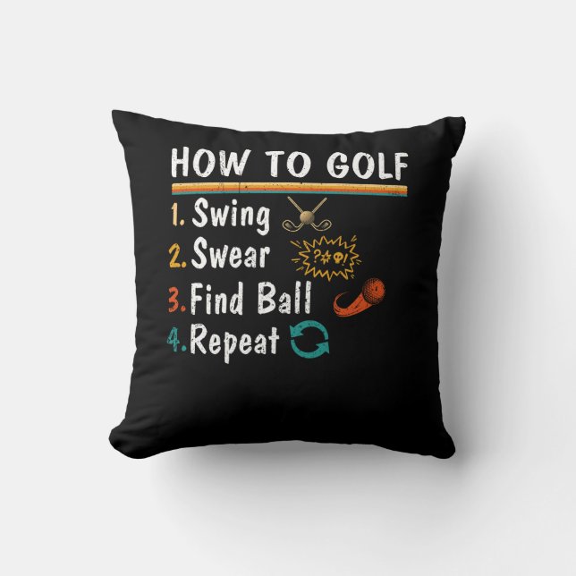 Swing Swear Find Boll Repeat Golf Say Golfing H Kudde (Framsida)
