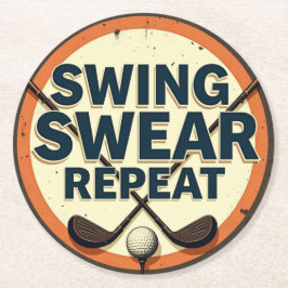 Swing Swear Repeat - Golf Älskare Motto Underlägg Papper Rund