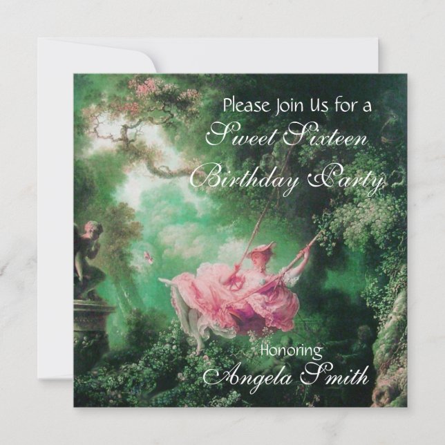 SWING ,SWEET SIXTEEN Fuchsia Inbjudningar (Framsida)