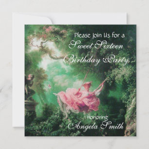 SWING ,SWEET SIXTEEN Fuchsia Inbjudningar