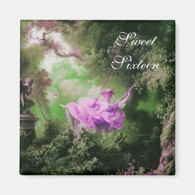 SWING,SWEET SIXTEEN grönt lila violett PARTY Magnet (Framsidan)