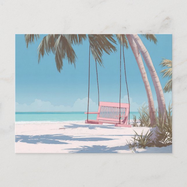 Swing vid Beach Coastal Art vykort  (Framsida)
