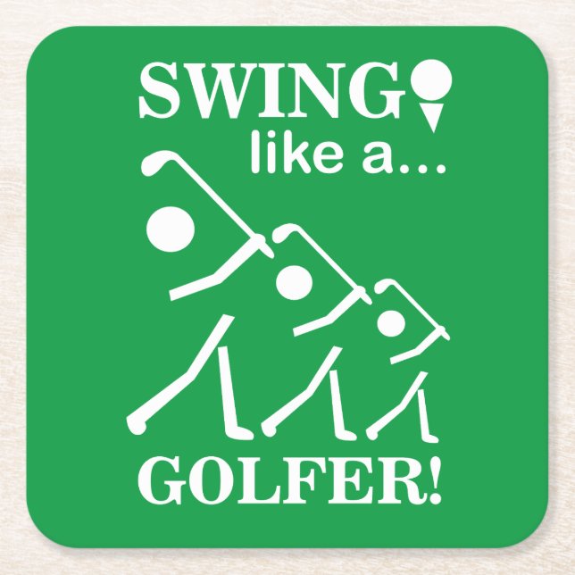 Swinga som en golfare Golf  Underlägg Papper Kvadrat (Framsidan)