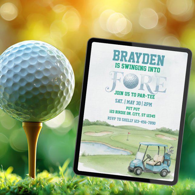Swingande in i Fore, Blue Golf 4-årsdag Inbjudningar (Skapare uppladdad)