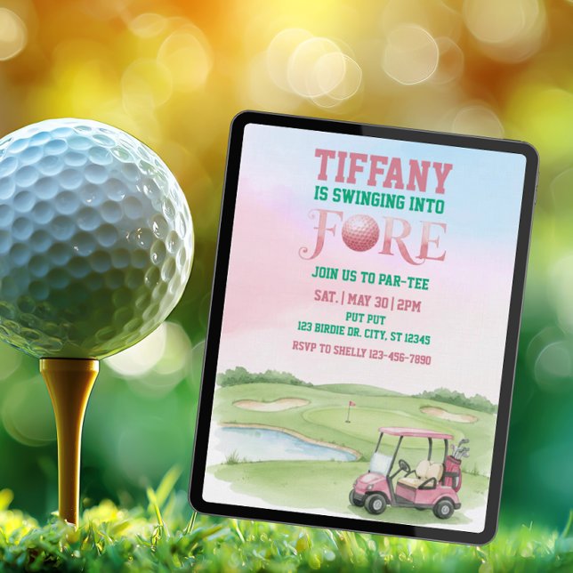 Swingande in i Fore, Rosa Golf 4-årsdag Inbjudningar (Skapare uppladdad)