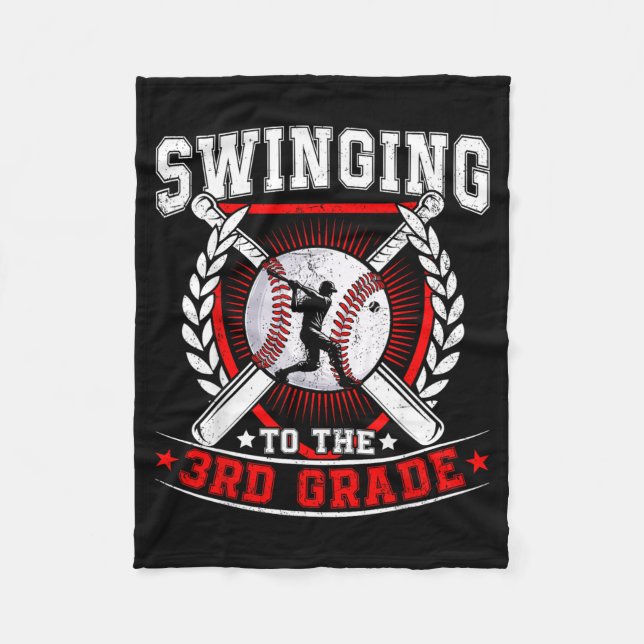 Swingande till 3:e klass baseball första dagen fleecefilt (Framsidan)
