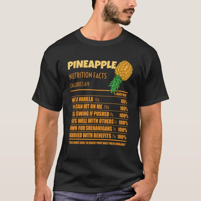 Swinger Nutrition Facts Upside Down Pineapple Mana T Shirt (Framsida)